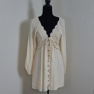 Listicle Cream Lace Mini Dress